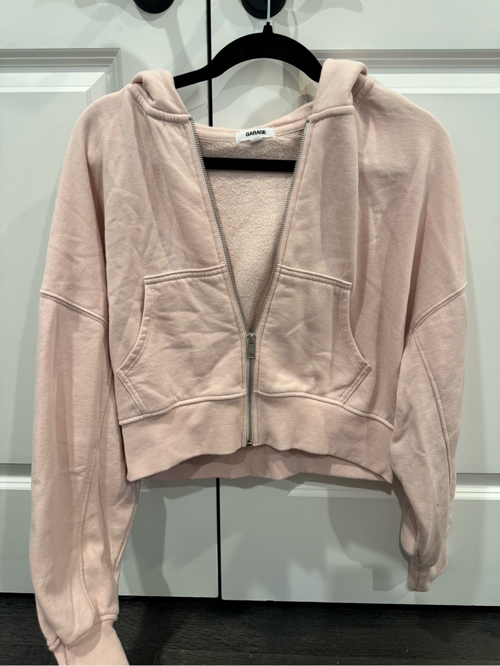 Garage Blush Pink Cropped Zip-Up Hoodie